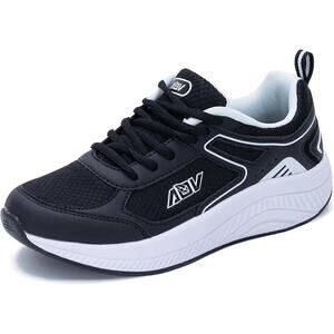 AOV Womens Size 10.5 Black Lace Up Arch Support Plantar Fasciitis Walking Shoes